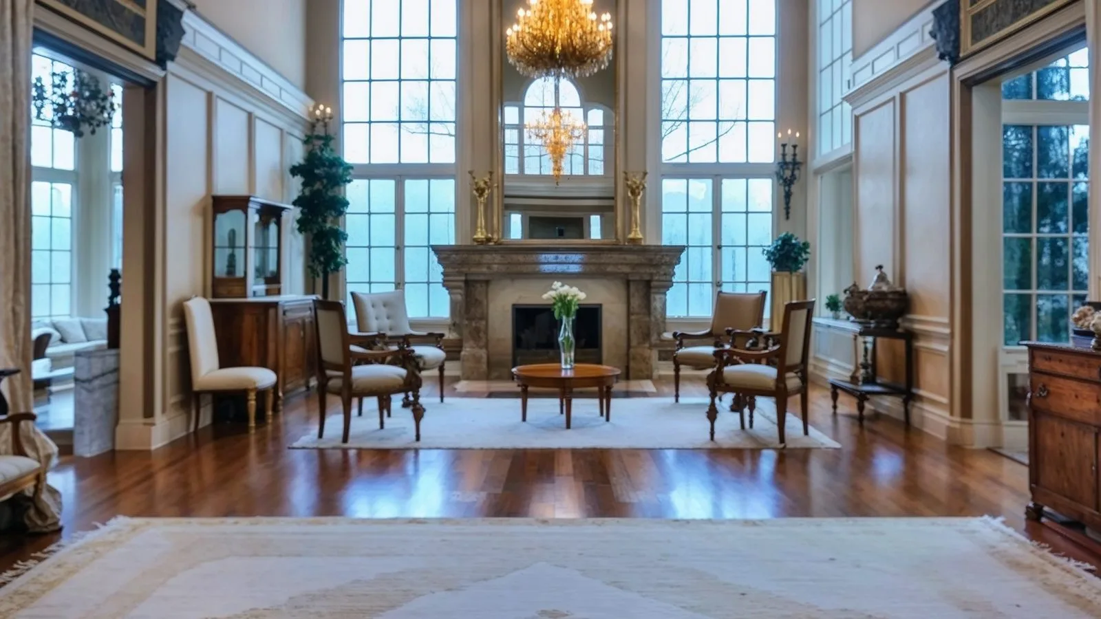 Luxury Northern New Jersey home interior with grand chandelier